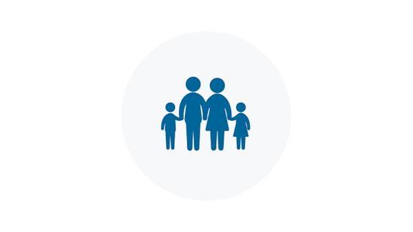 Blue Icon of a Family